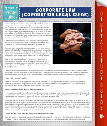 Corporate Law (Coporation Legal Guide) (Speedy Study Guide)