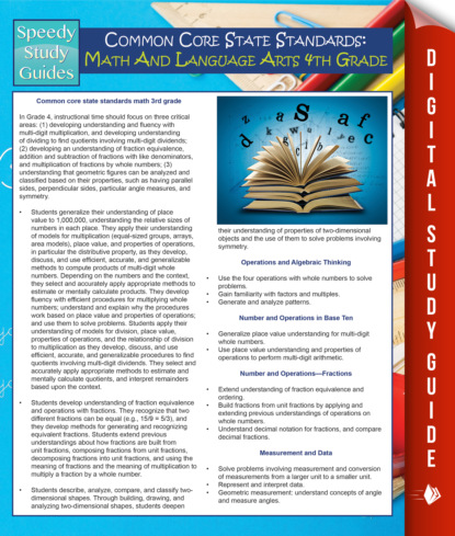 Common Core State Standards: Math And Language Arts 4th Grade