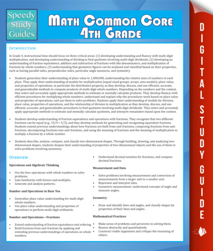 Math Common Core 4th Grade (Speedy Study Guide)