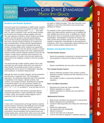 Common Core State Standards: Math 9th Grade (Speedy Study Guides)