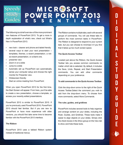 Microsoft Powerpoint 2013 Essentials (Speedy Study Guides)