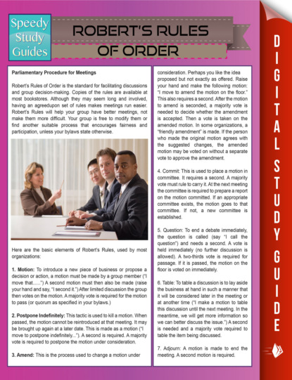 Robert's Rules Of Order (Speedy Study Guides)