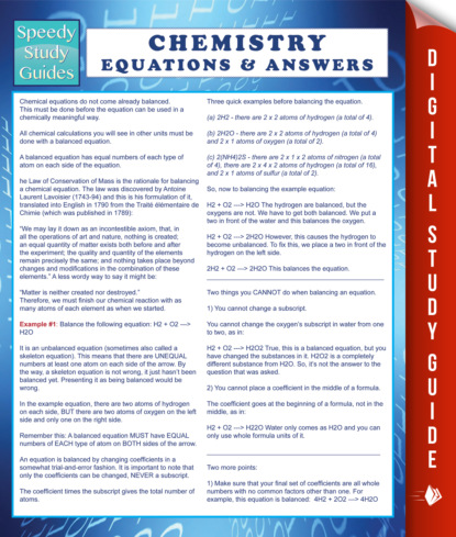 Chemistry Equations & Answers (Speedy Study Guide)
